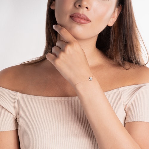 Bransoletka koniczynka Savicki: złota, diamenty